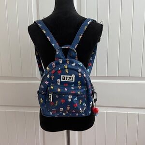 betsy johnson mini backpack purse 6x8x2 Betsey Johnson Mini Backpack Purse #BM21290 Blush with Printed Floral & Bow  NWT